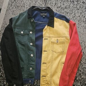 PacSun Colorblock Denim Jacket - Green, Yellow, Red, Black